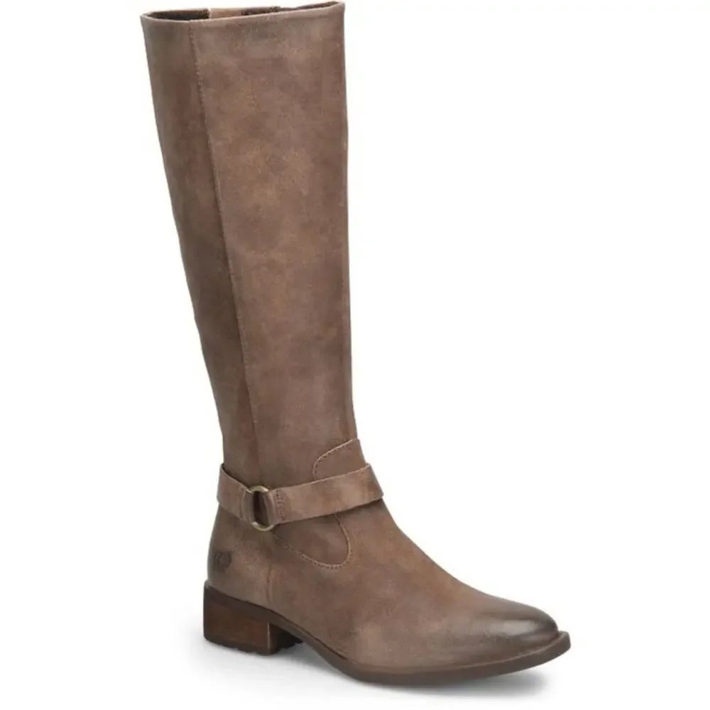 Born Saddler Tall Taupe Distressed Boots Size 6 New